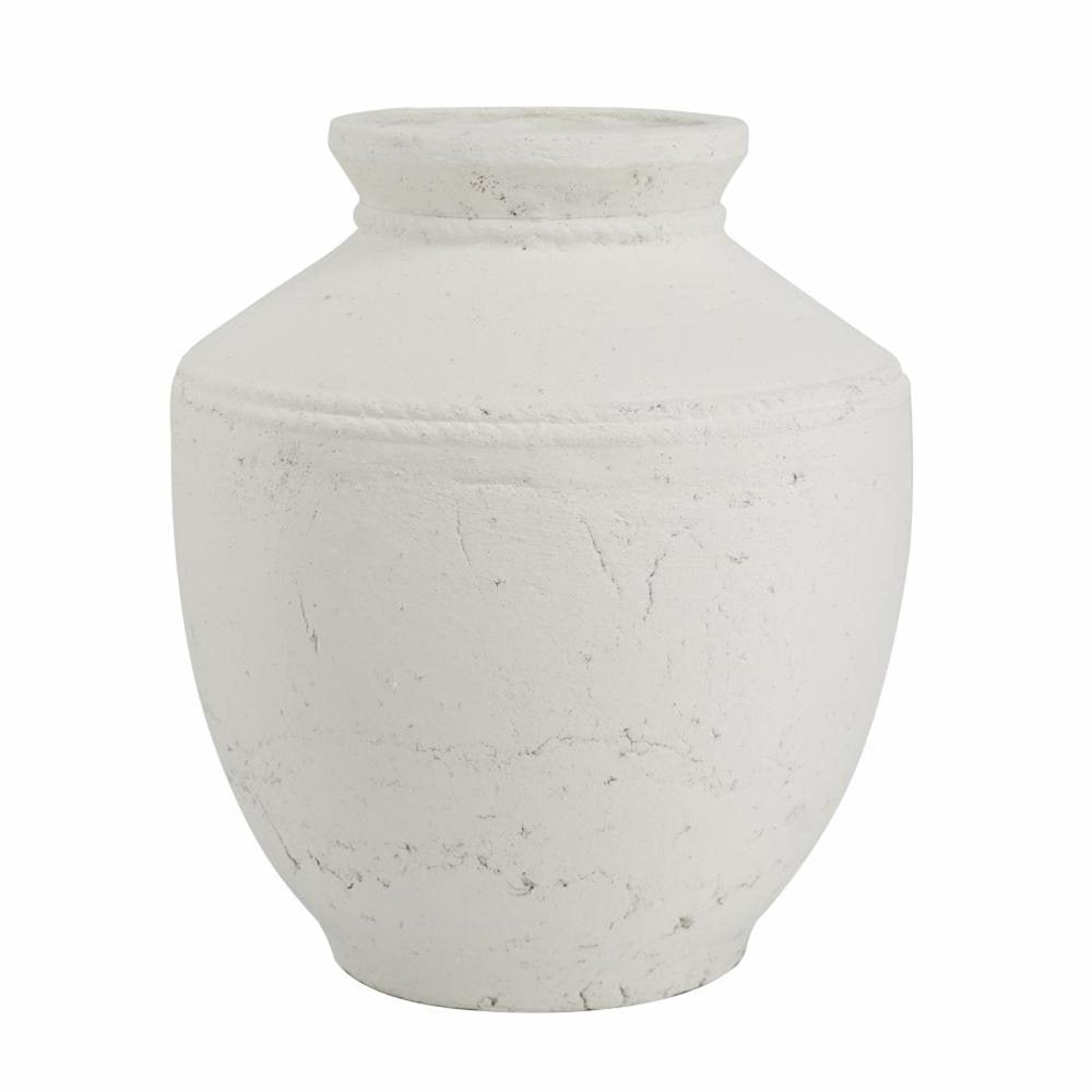 14" White Terracotta Coastal Vase