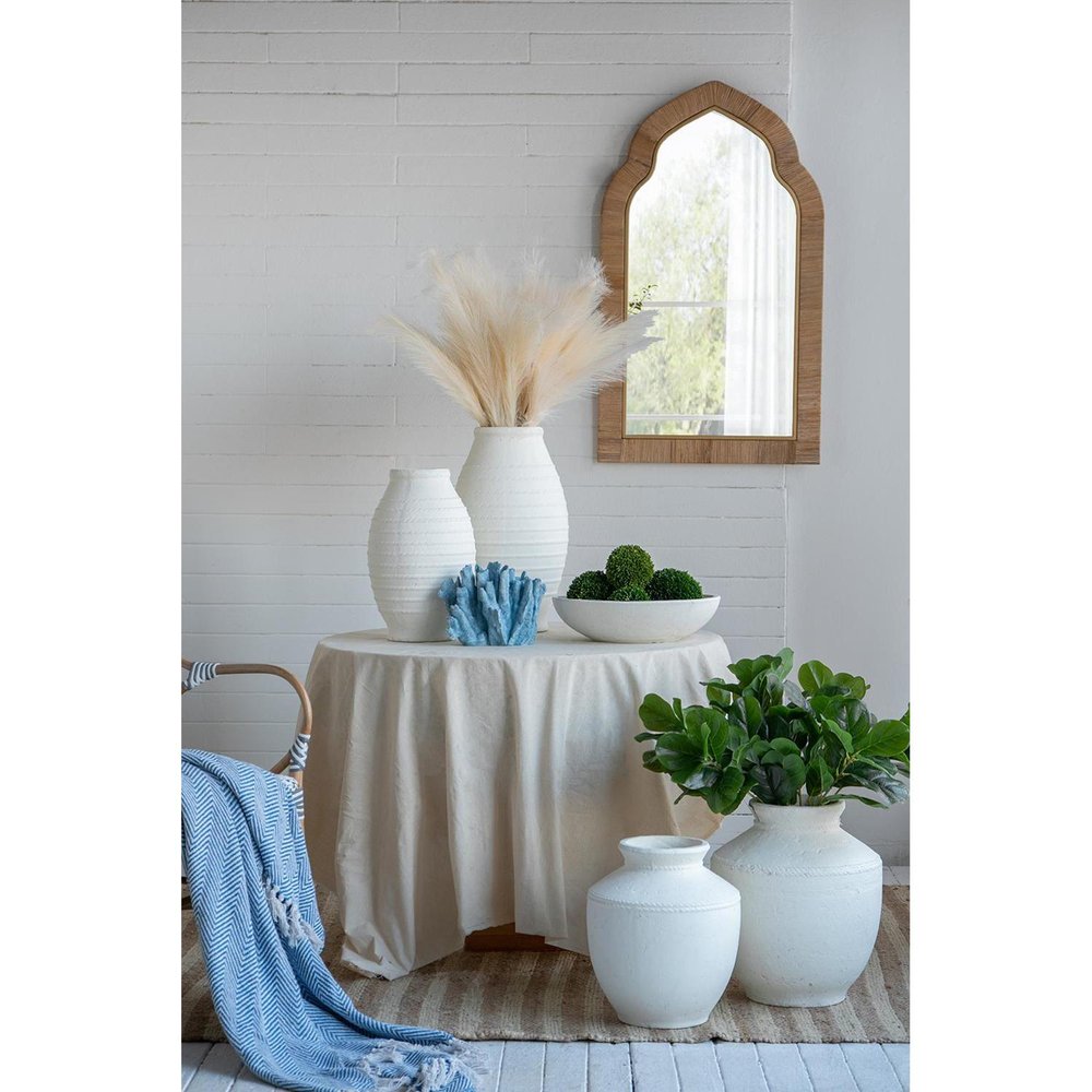 14" White Terracotta Coastal Vase