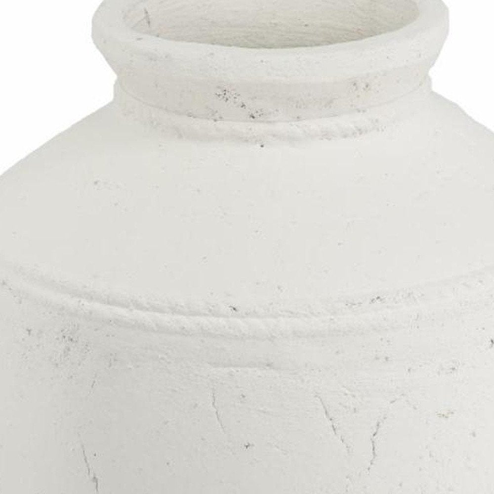 14" White Terracotta Coastal Vase