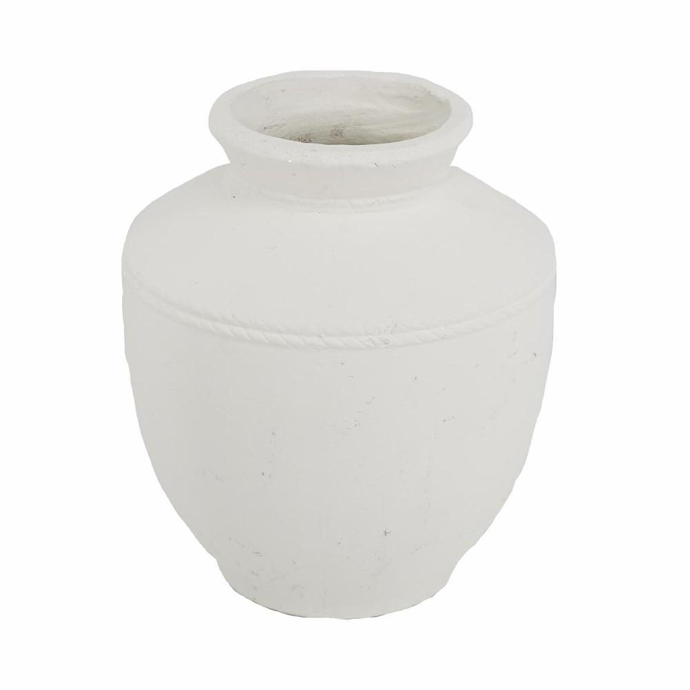 16" White Terracotta Coastal Vase