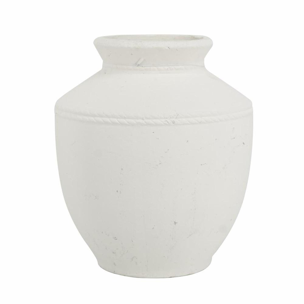 16" White Terracotta Coastal Vase