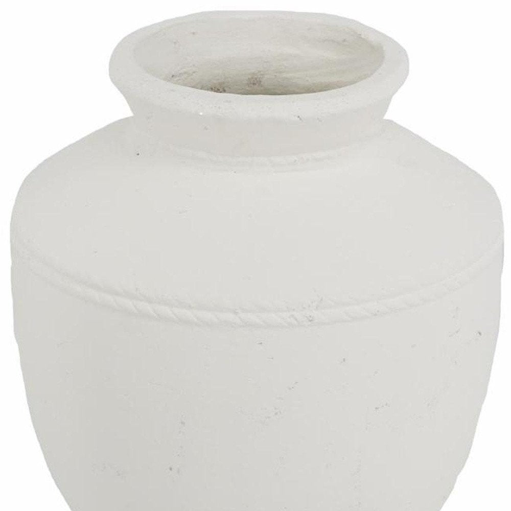 16" White Terracotta Coastal Vase