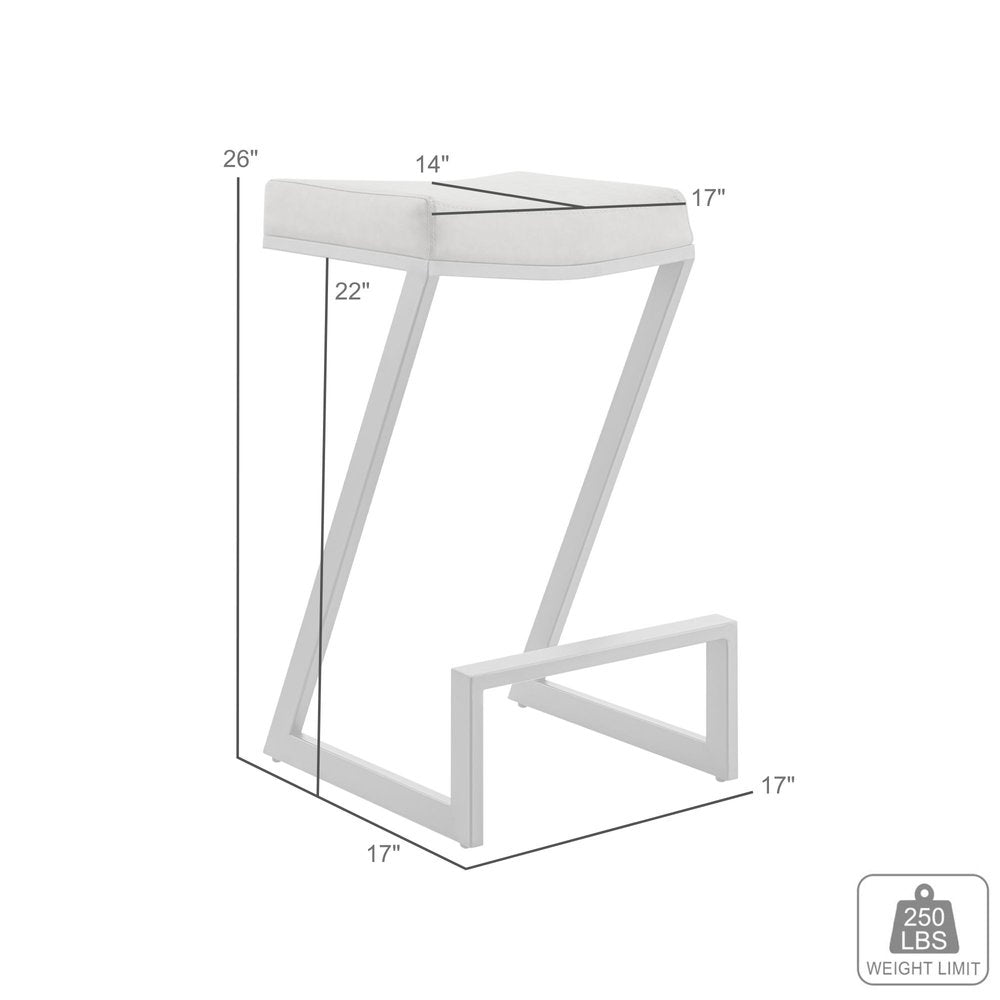 26" Gray and Black Faux Leather Backless Z Barstool