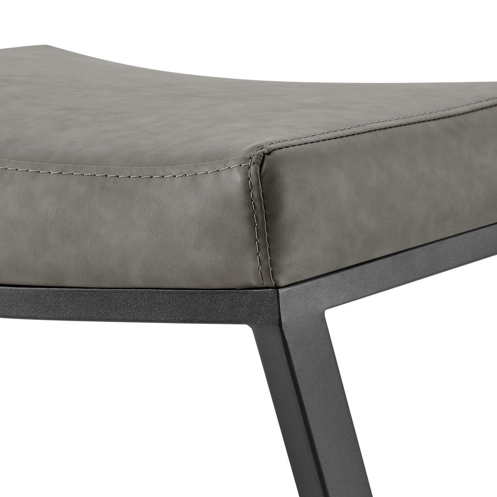 26" Gray and Black Faux Leather Backless Z Barstool