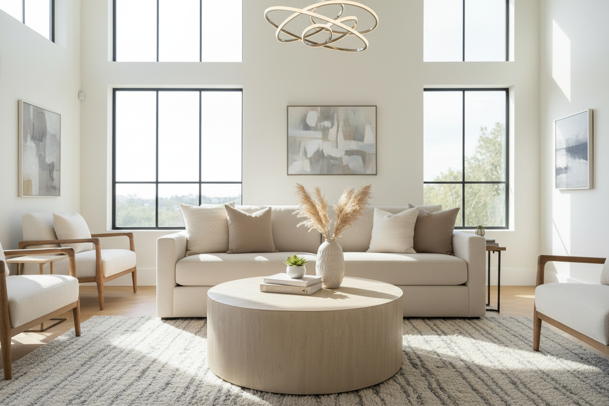 48" Natural Solid Wood Round Coffee Table