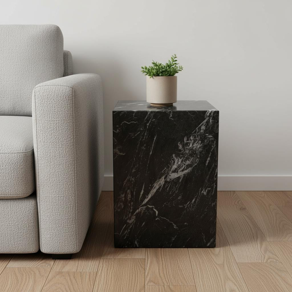20" Marble Square Block End Table