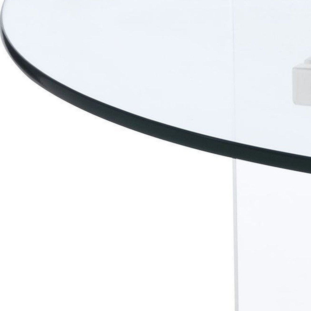 41" Clear and Gold Glass Tri-Base Coffee Table