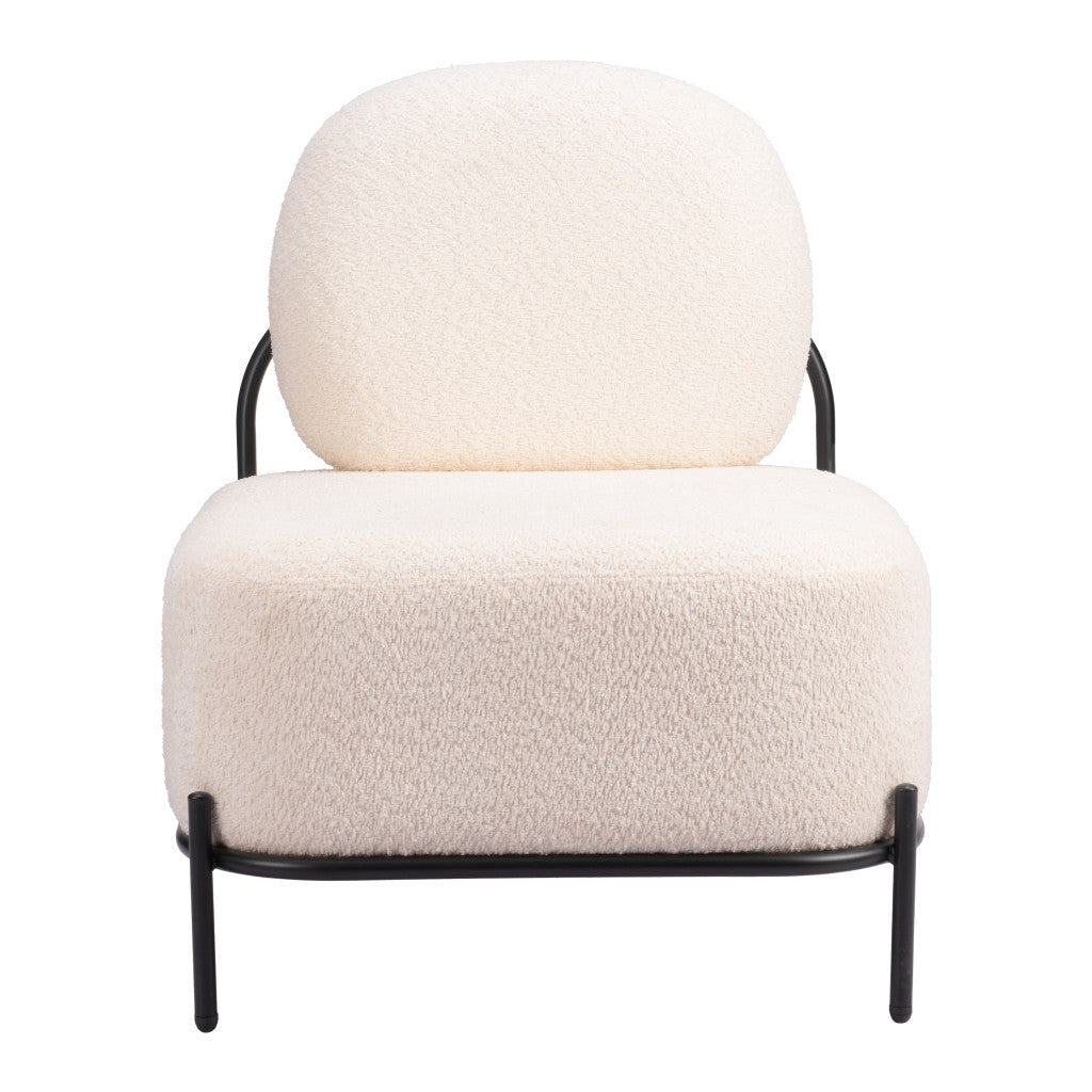 27" White and Black Sherpa Slipper Chair