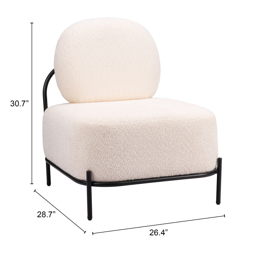 27" White and Black Sherpa Slipper Chair