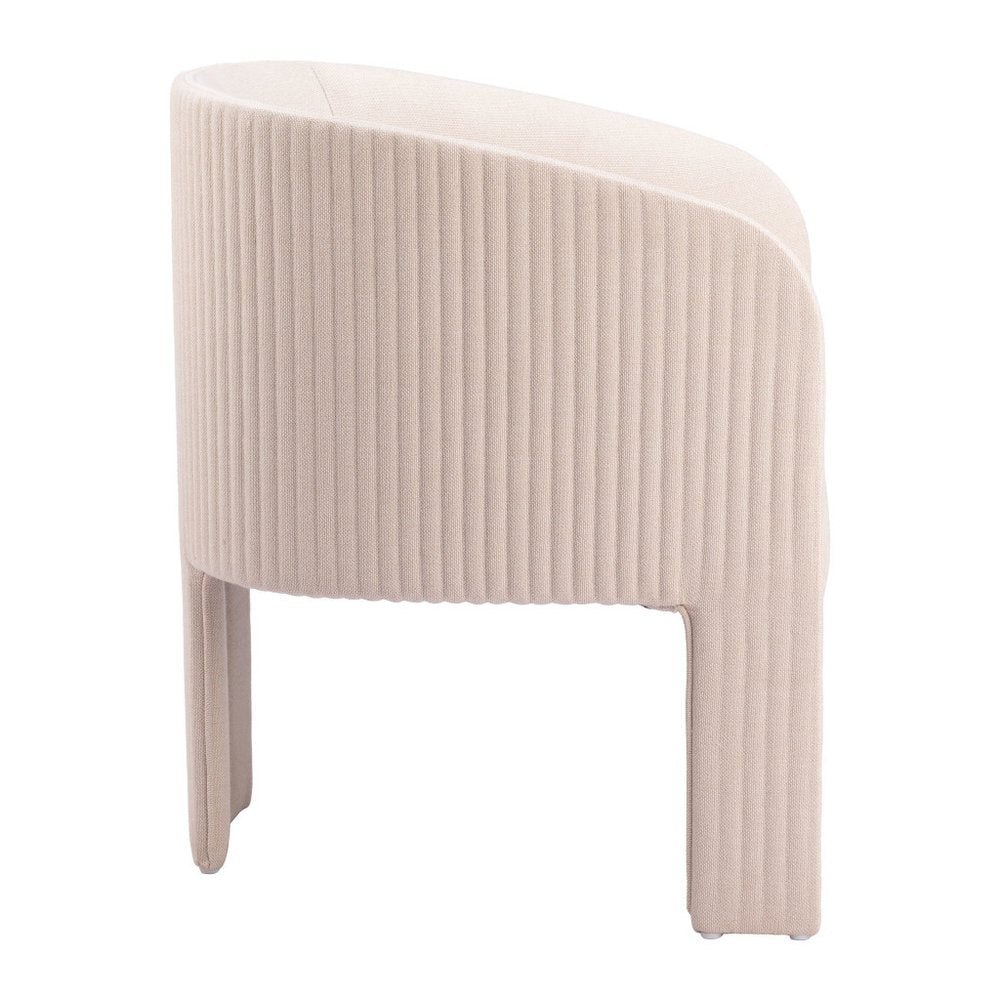 25" Beige Flute Tufted Tri-Pod Barrel Chair