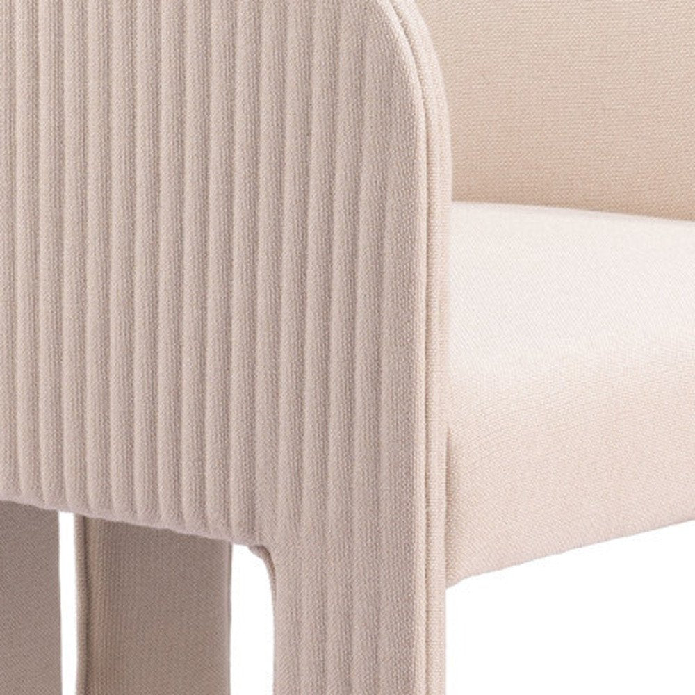25" Beige Flute Tufted Tri-Pod Barrel Chair