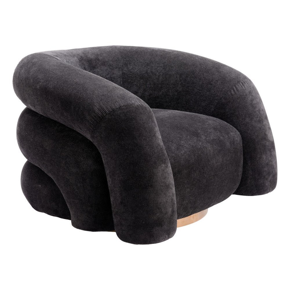 36" Black and Gold Faux Shearling Wrap Accent Chair