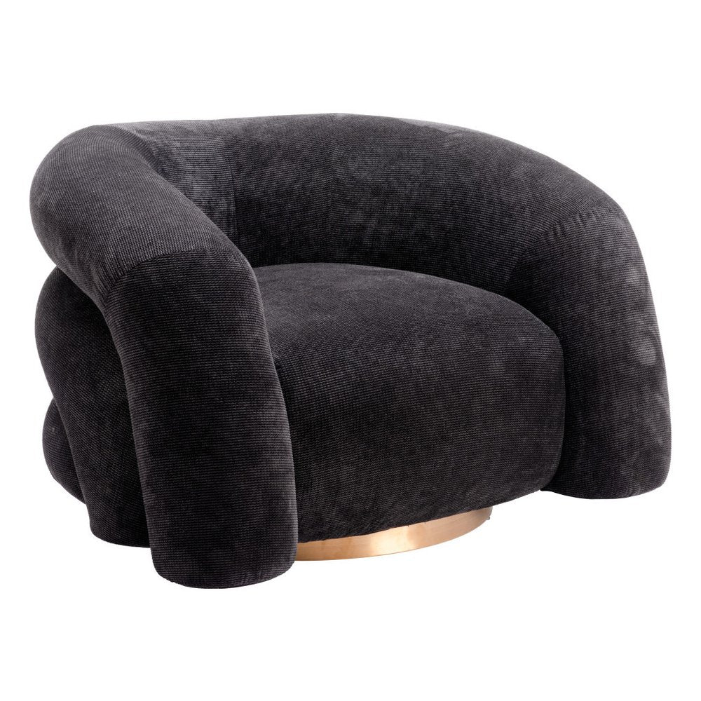 36" Black and Gold Faux Shearling Wrap Accent Chair