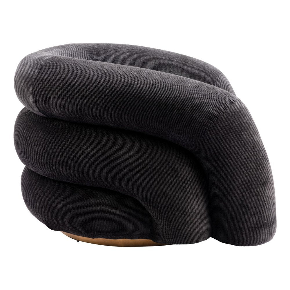 36" Black and Gold Faux Shearling Wrap Accent Chair