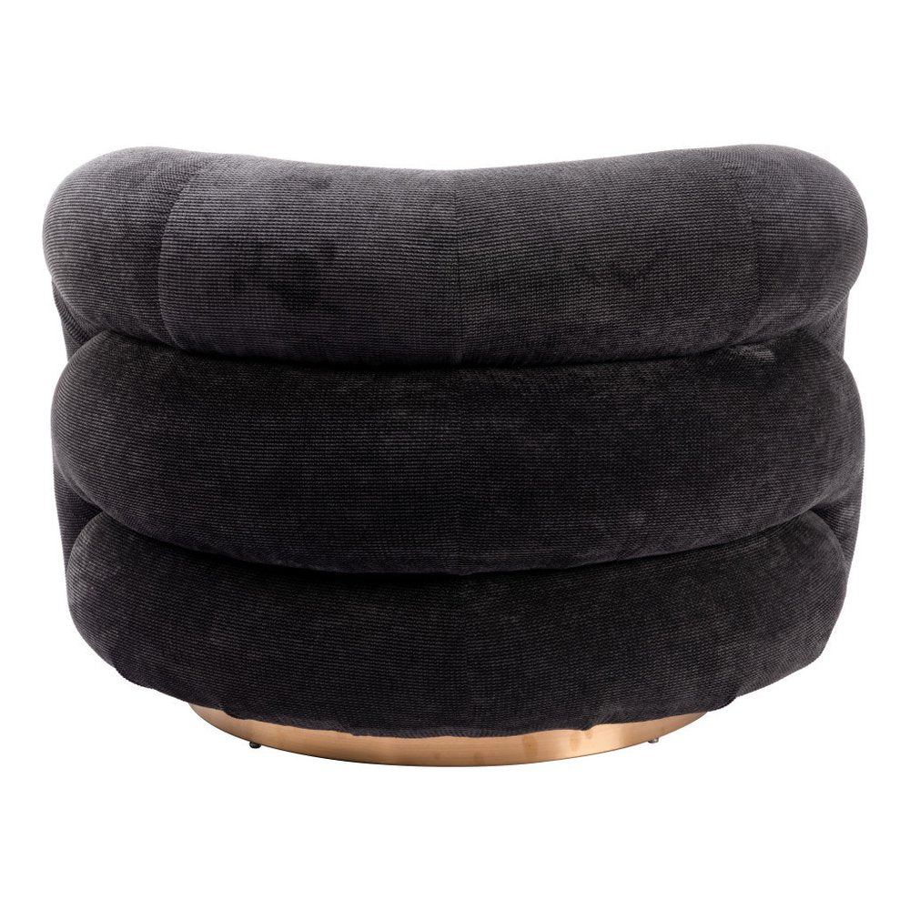 36" Black and Gold Faux Shearling Wrap Accent Chair