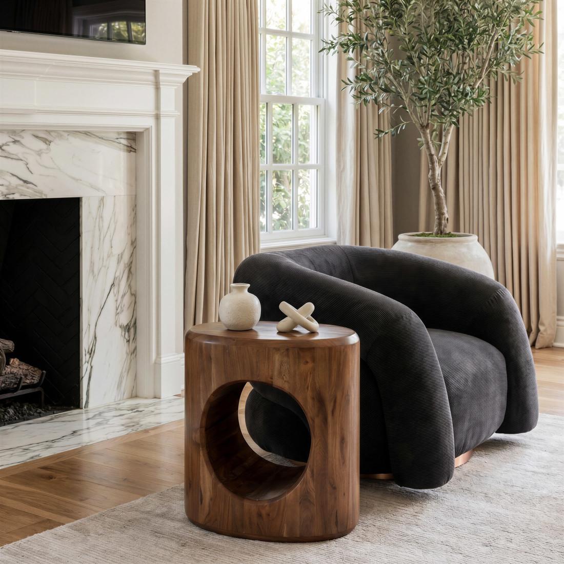 36" Black and Gold Faux Shearling Wrap Accent Chair