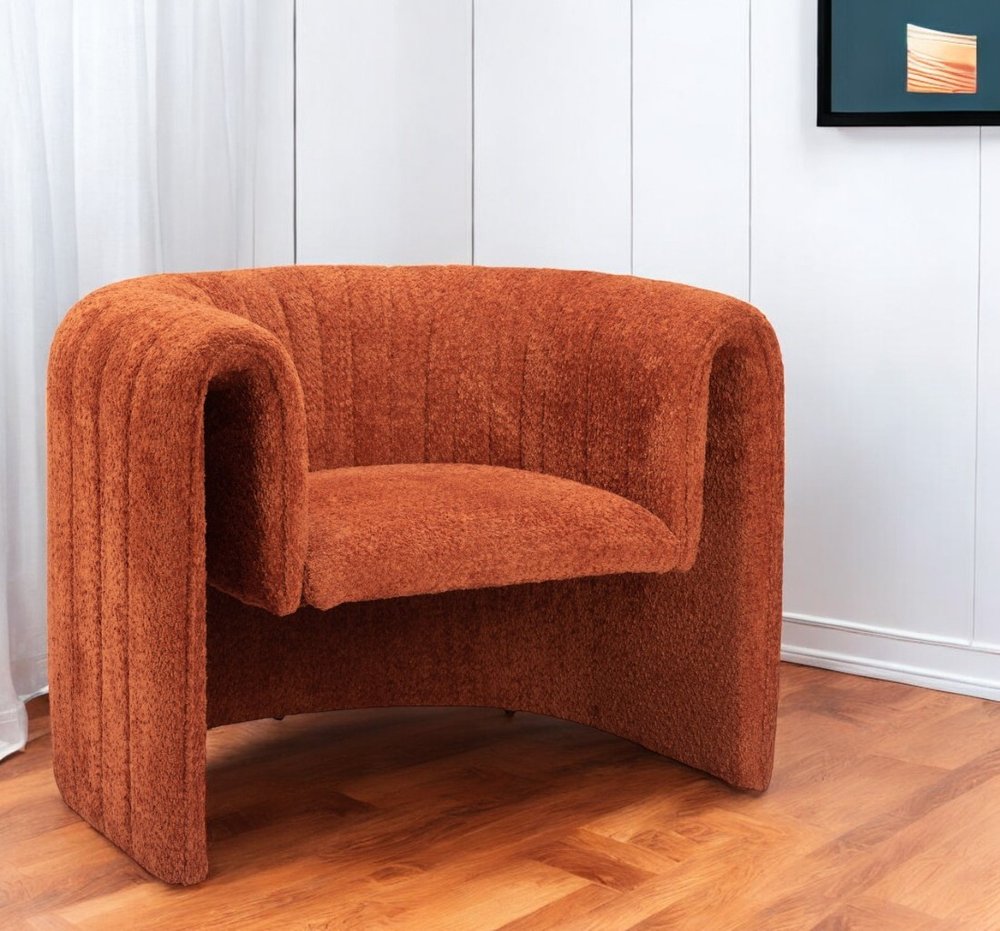 37" Burnt Orange Floating Tufted Barrel Chair
