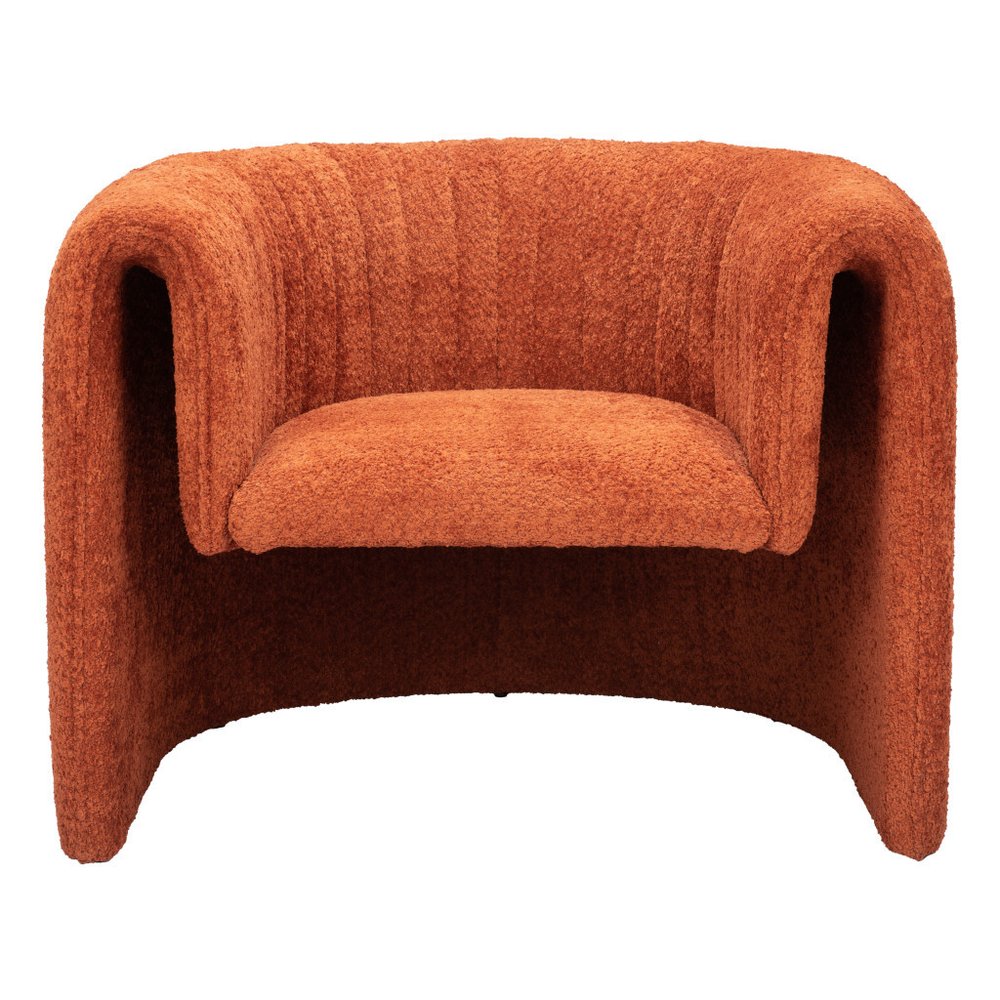 37" Burnt Orange Floating Tufted Barrel Chair