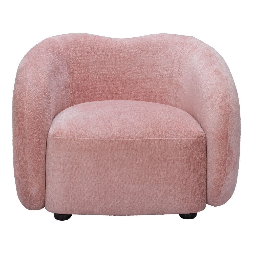 36" Pink and Black Faux Shearling Barrel Chair