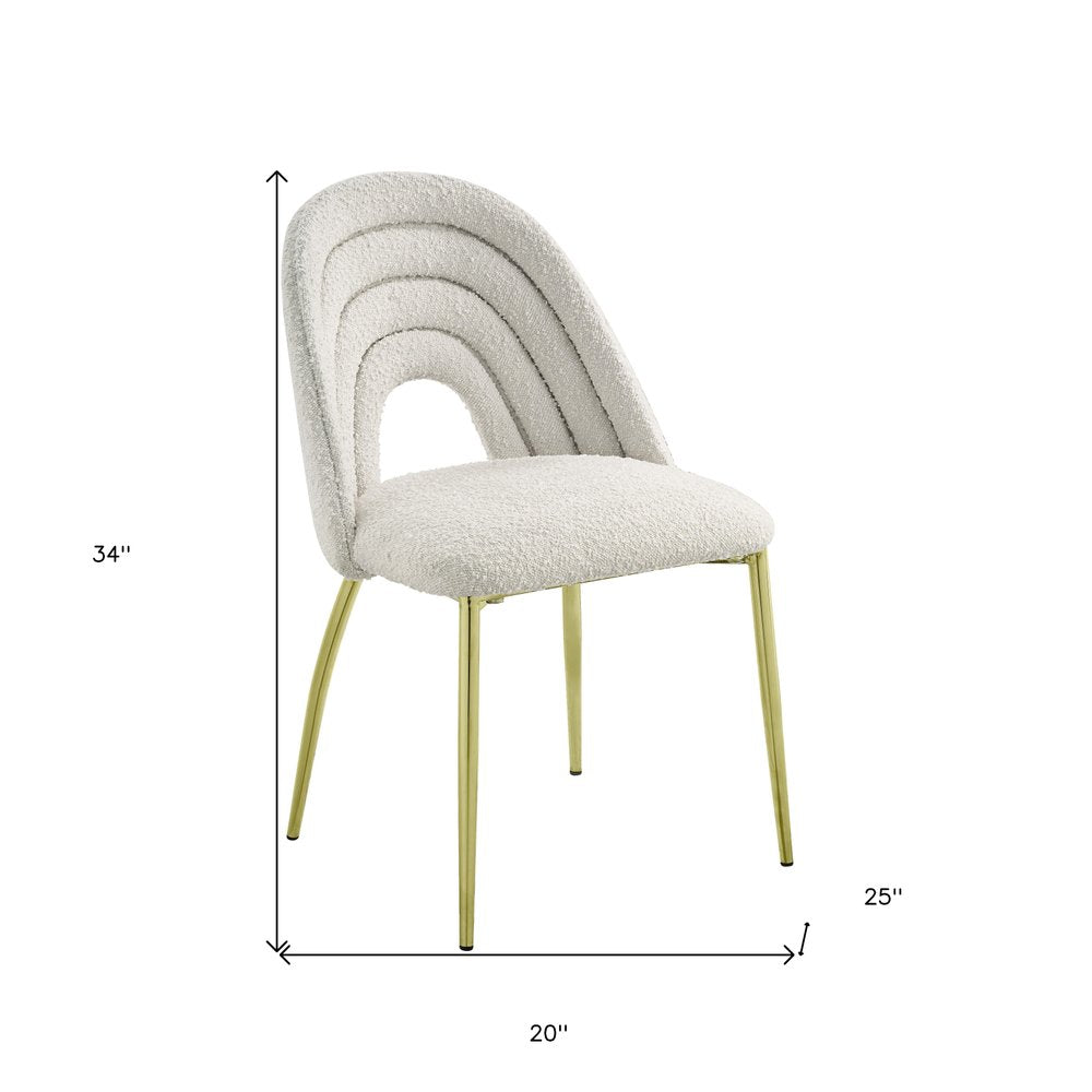 Set of Two 20" Beige and Gold Arched Deco Dining chair