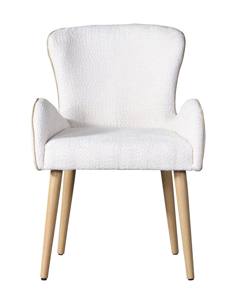 Set of Two 25" Beige and Oak Contemporary Wingback Dining Chair