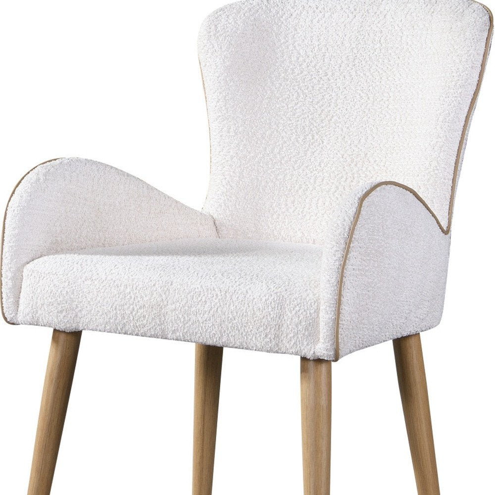 Set of Two 25" Beige and Oak Contemporary Wingback Dining Chair