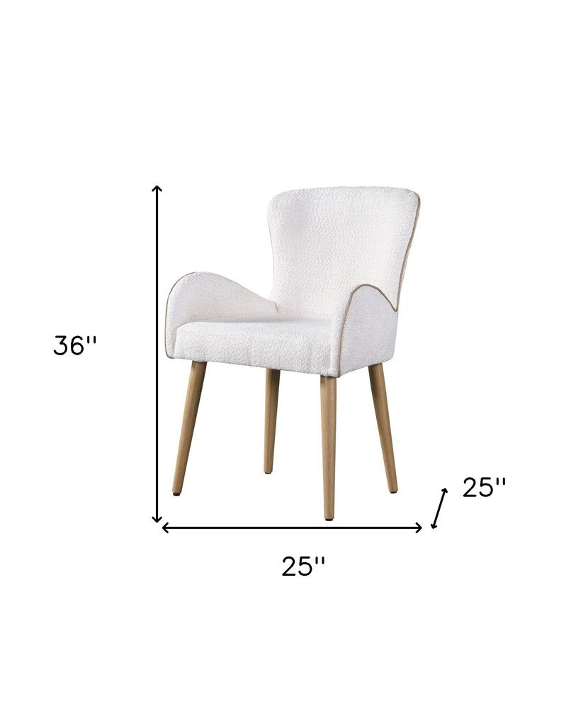 Set of Two 25" Beige and Oak Contemporary Wingback Dining Chair
