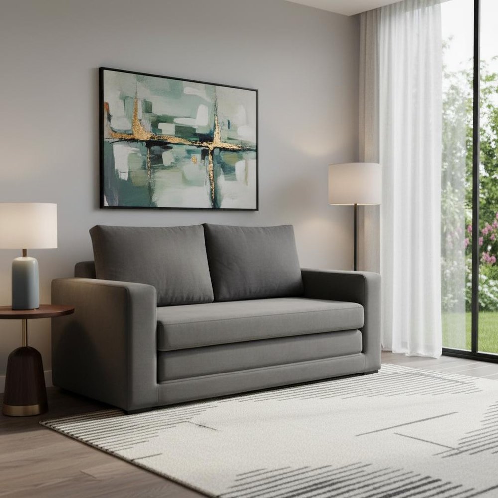 63" Gray Velvet Sleeper Sofa