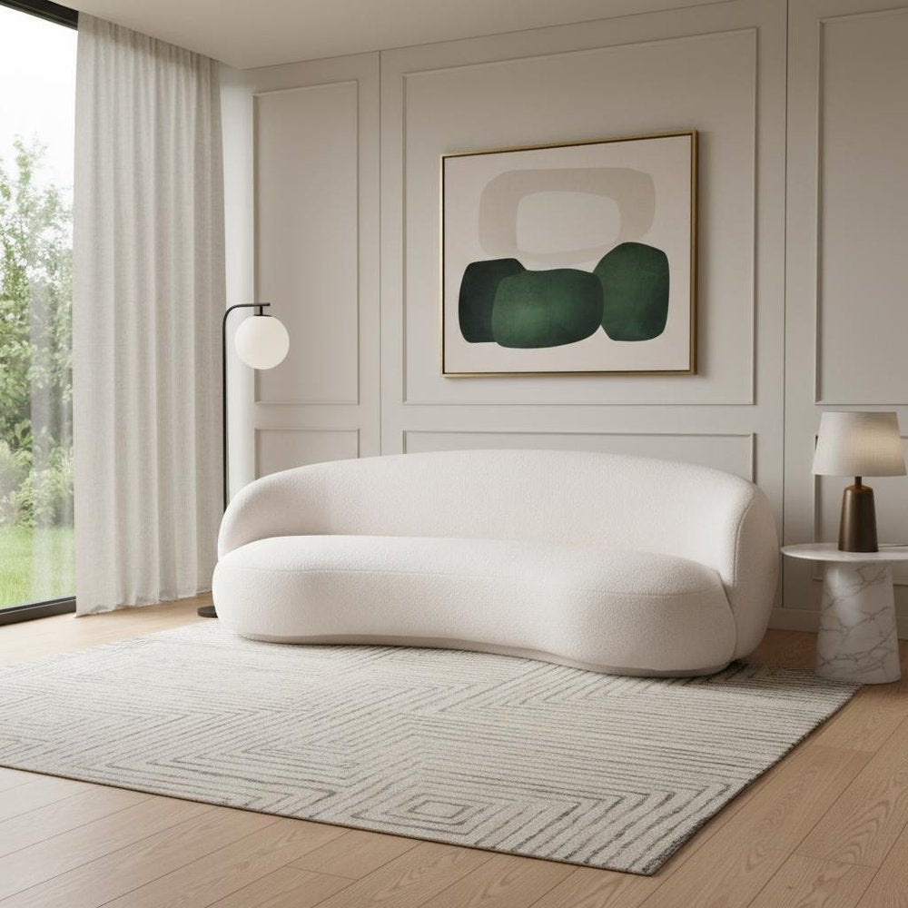 93" Cream Modern Tibet Curved Sofa