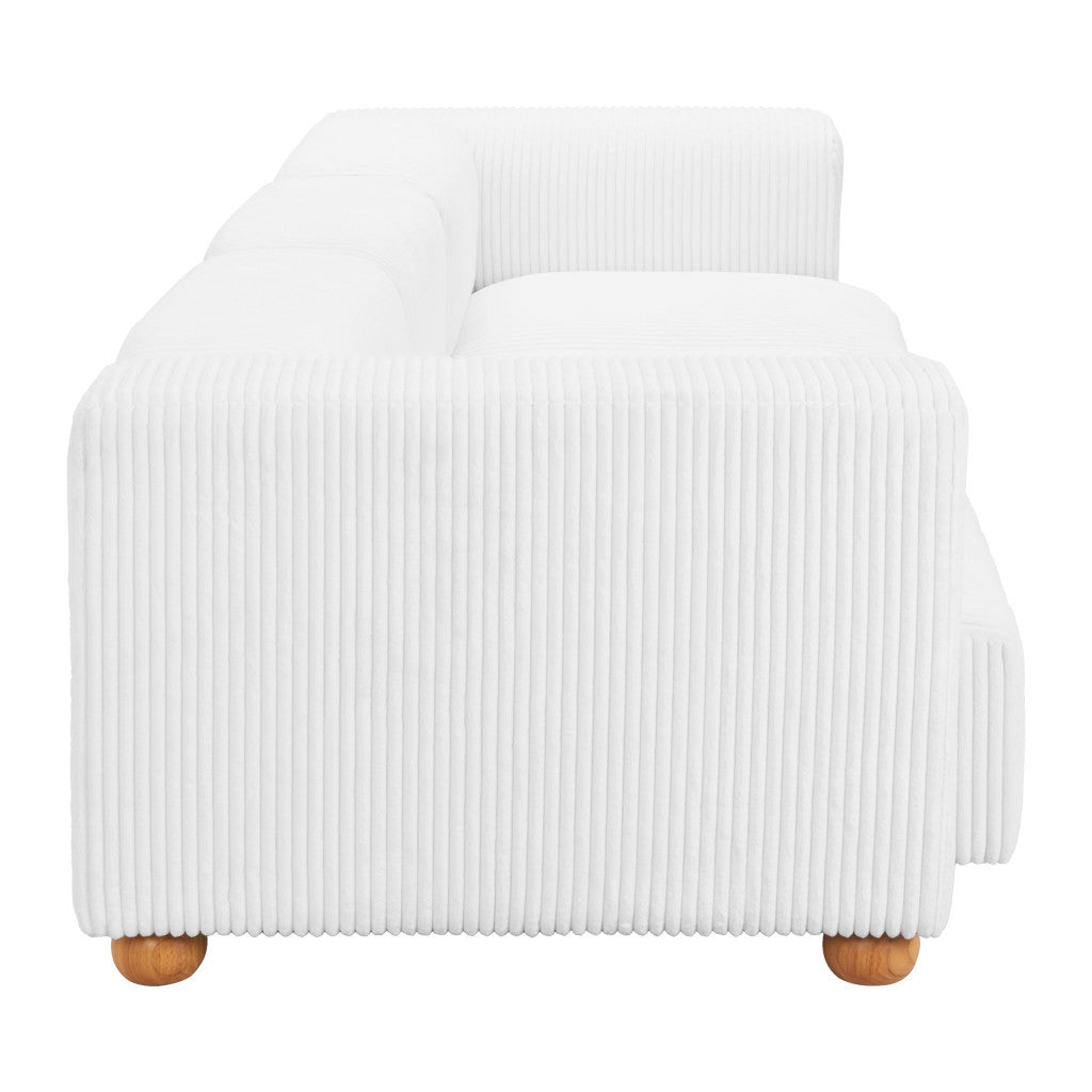 150" White Modern Corduroy Tayte sofa