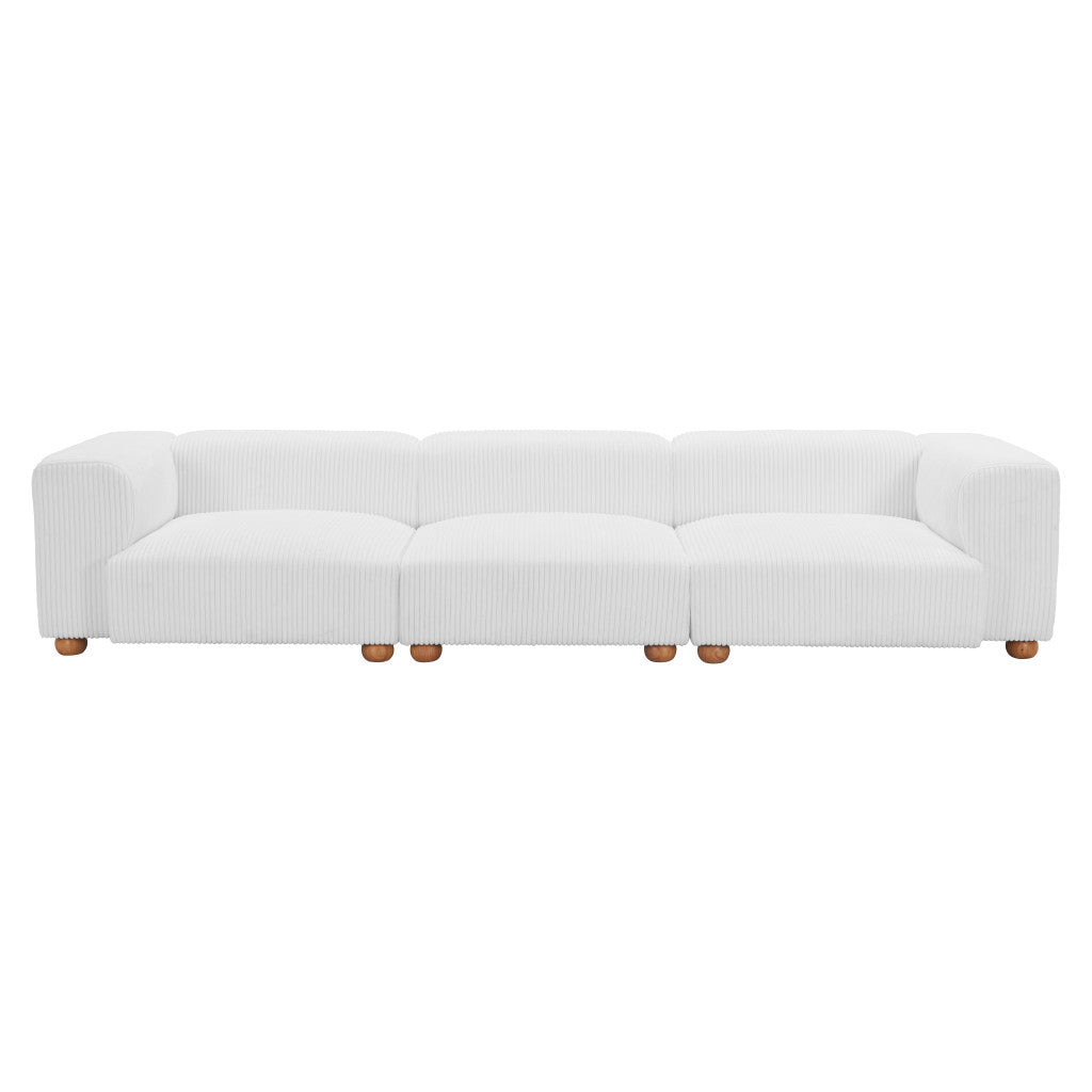 150" White Modern Corduroy Tayte sofa