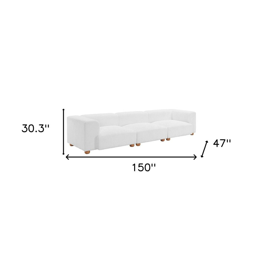 150" White Modular Sectional Sofa