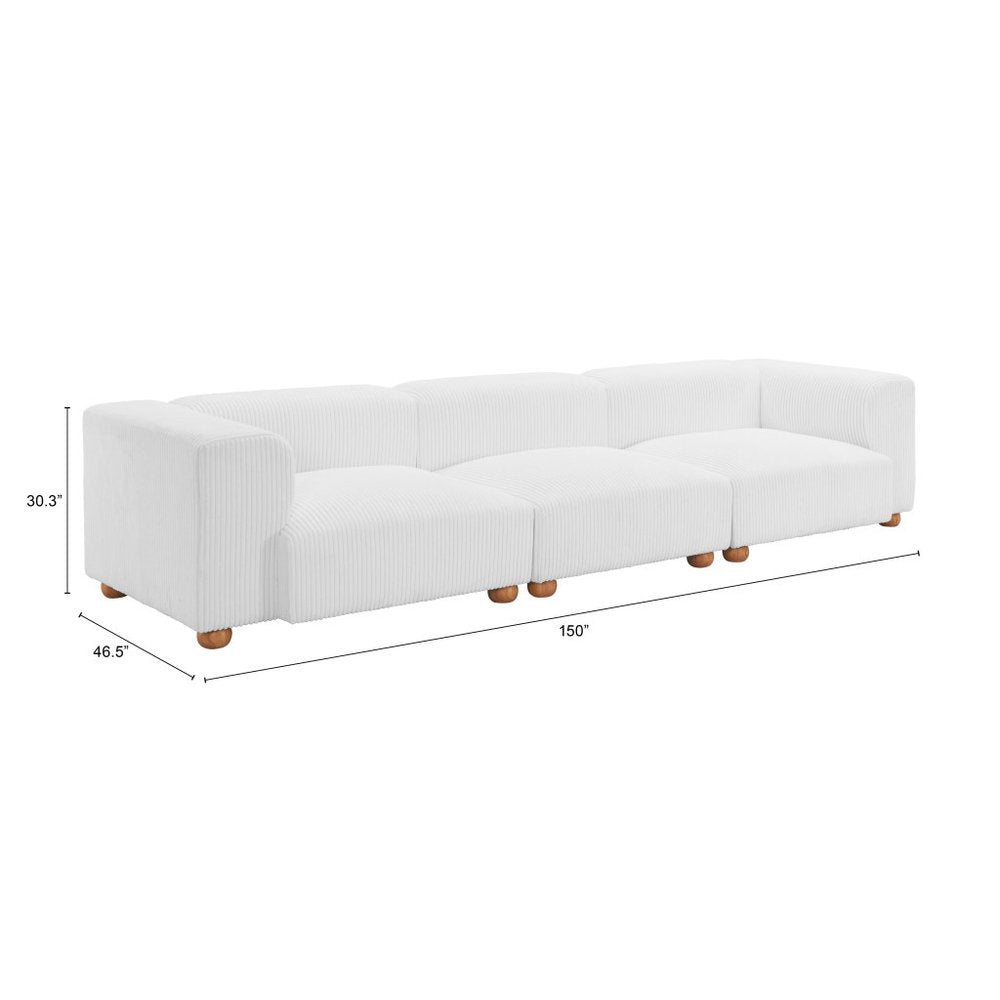 150" White Modular Sectional Sofa