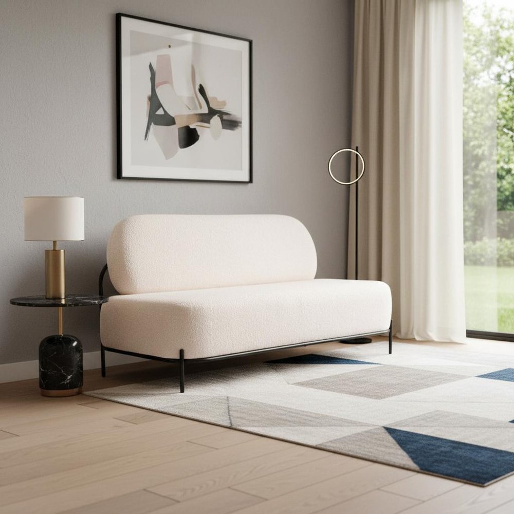 63" Modern Cream Armless Loveseat