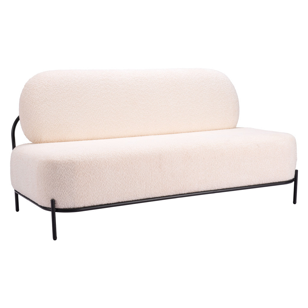 63" Modern Cream Armless Loveseat