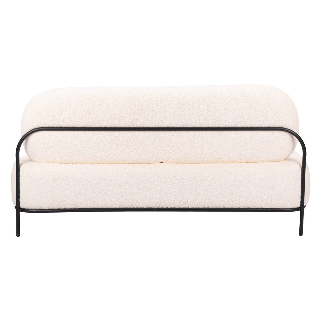 63" Modern Cream Armless Loveseat