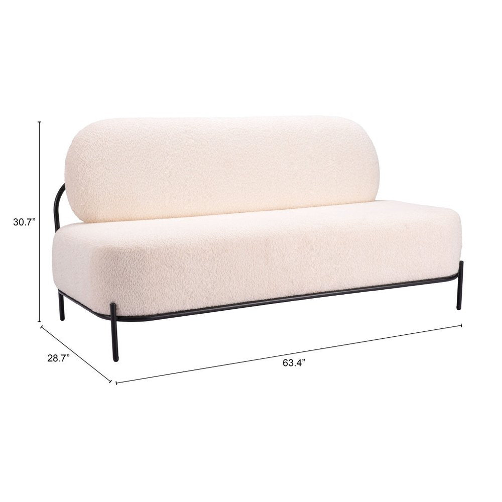 63" Modern Cream Armless Loveseat
