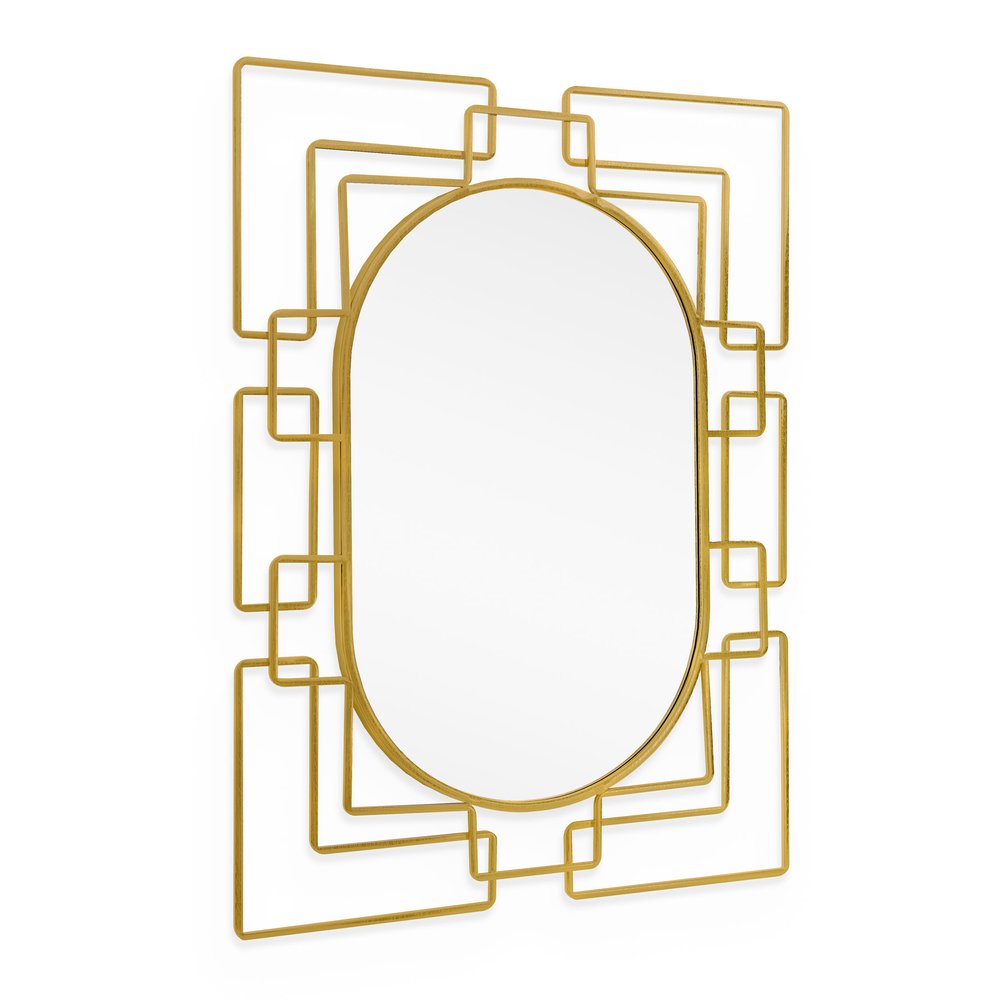 36" Gold Metal Trellis Frame Oval Mirror