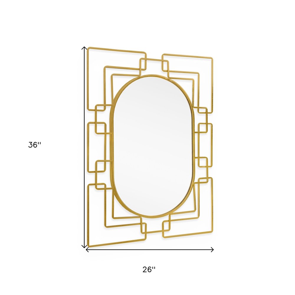 36" Gold Metal Trellis Frame Oval Mirror