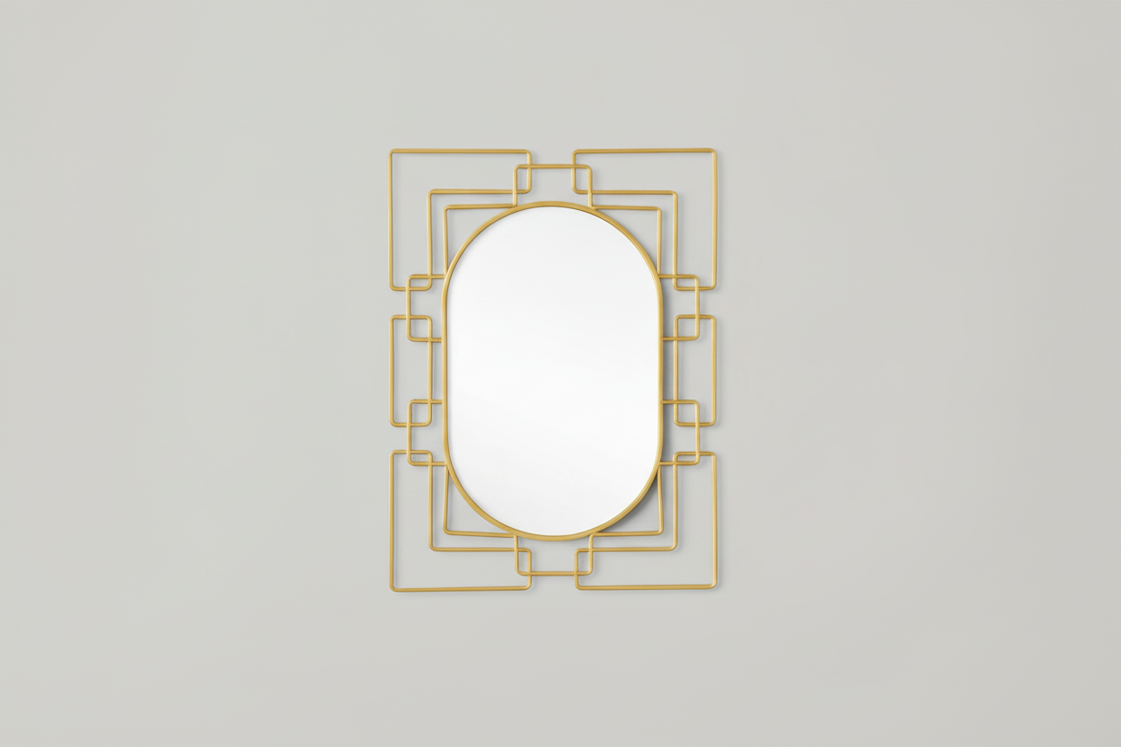 36" Gold Metal Trellis Frame Oval Mirror