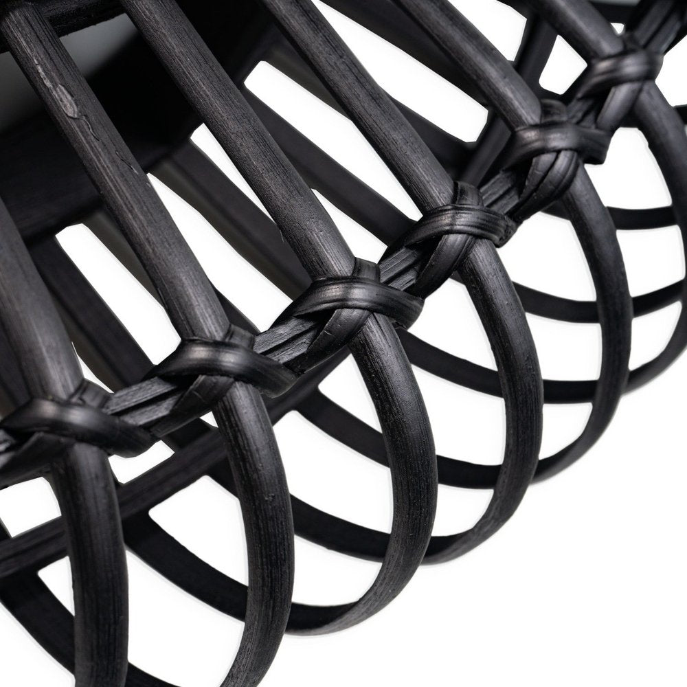 31" Black Bamboo Pierced Round Mirror