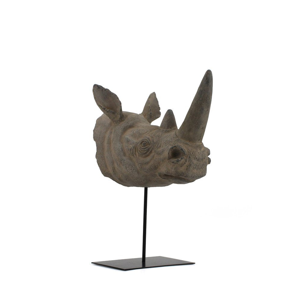 14" Brown Resin Rhinoceros Sculpture