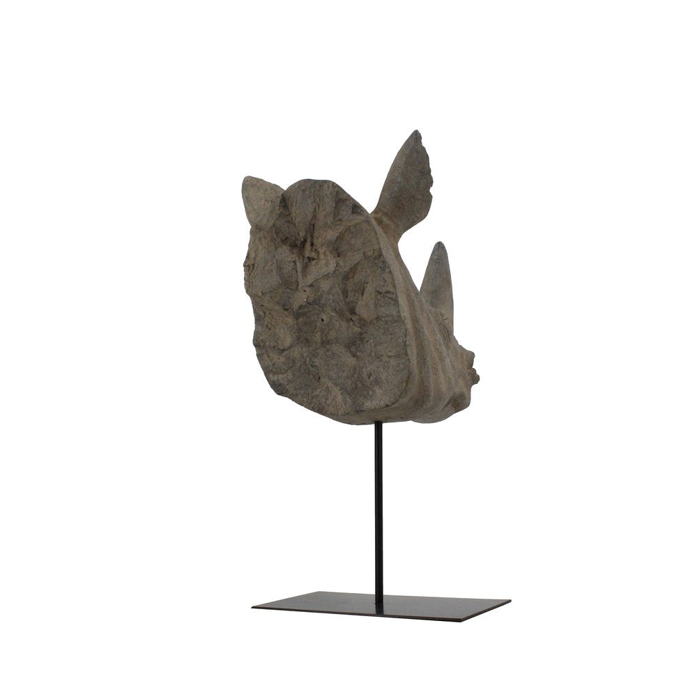 14" Brown Resin Rhinoceros Sculpture