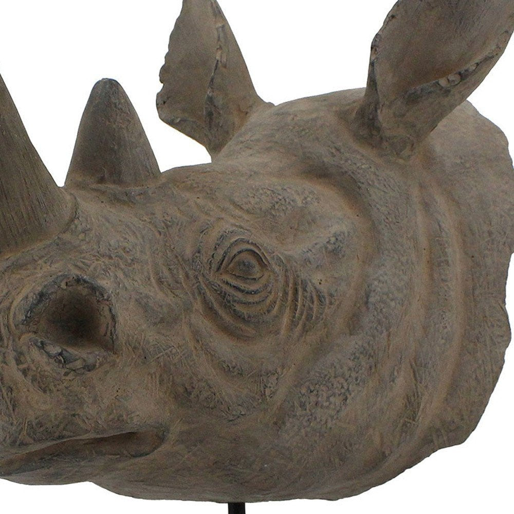 14" Brown Resin Rhinoceros Sculpture
