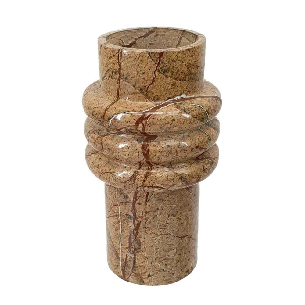 8" Brown Marble Ridged Table Vase