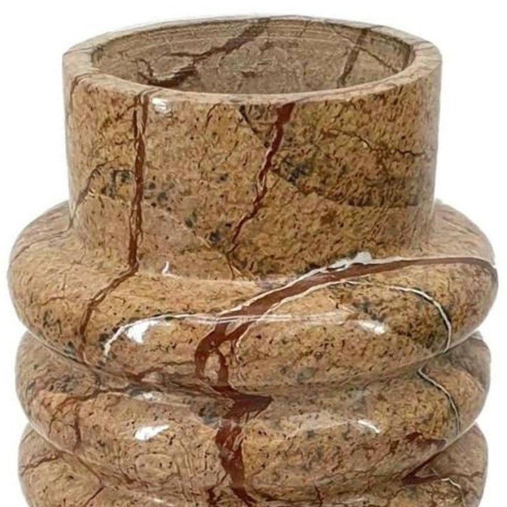 8" Brown Marble Ridged Table Vase