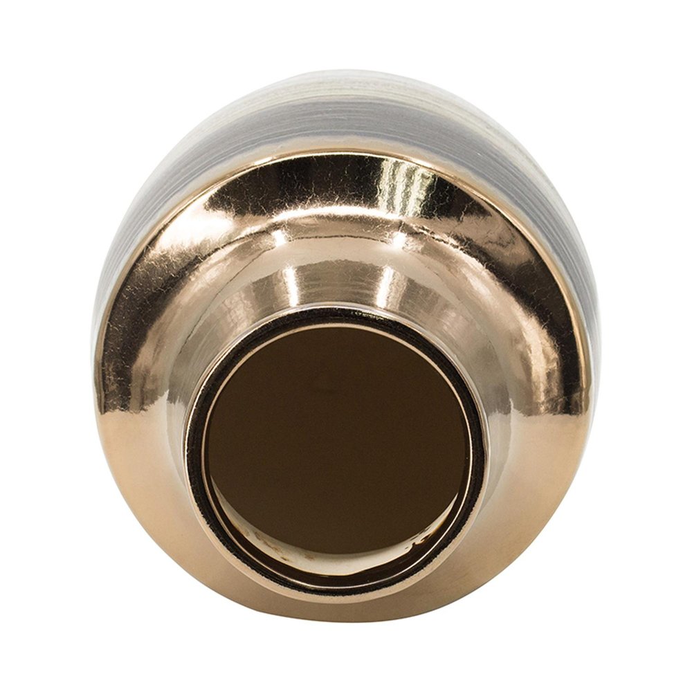 11" Brown and Bronze Striped Round Table Vase