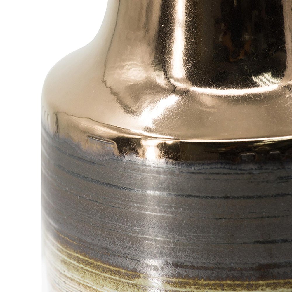 11" Brown and Bronze Striped Round Table Vase