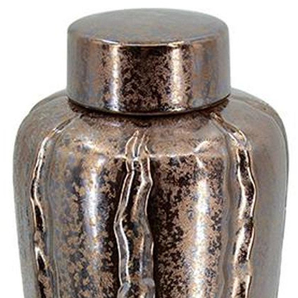 3 pc. Bronze and Silver Round Ceramic Table Vase