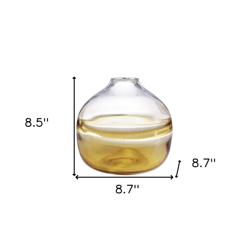 9" Clear and Brown Ombre Round Table Vase